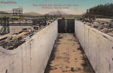 Postcard View Showing West Chamber Lower Locks Miraflores Panama Canal picture