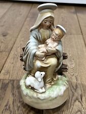 Vintage 8” Josef Originals Virgin Mother Mary Madonna  & Baby Jesus Music Box picture