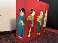 Vintage RARE Chinese Possibly Silk Hand-Crafted Collapsible Box, Red picture