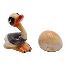 Vintage Hagen Renaker Miniature Baby Ostrich And Egg Figurines picture