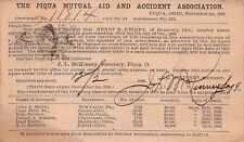 Piqua Ohio 1898 Accident Insurance Henry Kelsey Roanoke Indiana Vtg Postcard D51 picture