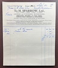 1952 H. Sparrow Ltd, Ironmongers & Cycle Agents, Bishops Stortford Invoice picture