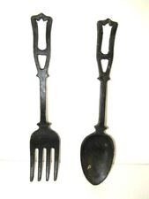 Vintage Wrought Iron Metal Spoon & Fork Kitchen Wall Hanging Decor Oversize 20in picture
