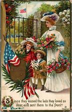 Memorial Day American Flag Patriotic Chapman Children Lady Vintage Postcard picture