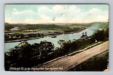Pittsburgh PA-Pennsylvania, Birds Eye View Allegheny River, Vintage Postcard picture
