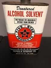 ANTIQUE FIVE STAR PRODUCTS DENATURED ALCOHOL SOLVENT EMPTY CAN picture