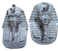 2x EGYPTIAN Statue King Tutankhamun Head+ wall mounted Mask of hard Granit stone picture