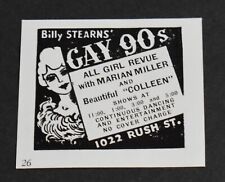 1937 Print Ad Chicago Billy Stearns' Gay 90's Club Marian Miller Girl Revue art picture