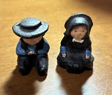 Set of 2 Vintage Miniature Amish Boy & Girl Dolls, Cast Iron 1 1/4