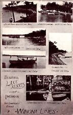 Postcard Multiple Views Lake Resorts of Indiana Winona Interurban Railway picture