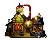 Lemax Bell's Gourmet Popcorn Factory Lights Sounds Christmas Village Porcelain picture