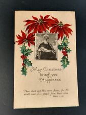 c 1929 Christmas Postcard Mary Jesus Poinsettia Nativity Christ Holiday 1288 picture