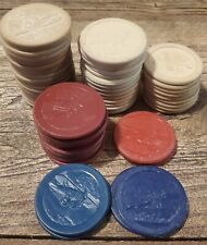 Lot of 60 Rare Old Antique Poker Chips Airplane Spirit Plane Clay Vintage  picture