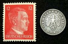 Rare WW2 German 1 Reichspfennig Coin & Unsued Stamp Historical WW2 Artifacts picture