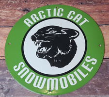 VINTAGE ARCTIC CAT SNOWMOBILES PORCELAIN ALL TERRAIN SNOW GAS SERVICE PUMP SIGN picture