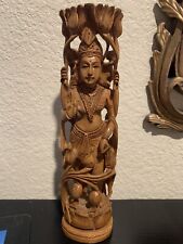 Vintage Intricately Hand Carved Wooden Hindu Statue  Very Detailed picture