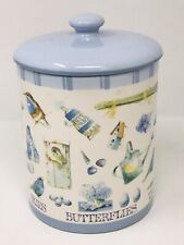 Hallmark Marjolein Bastin Birdsong Butterflies Floral Blue White Canister Large picture