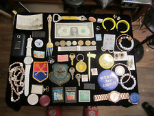 junk drawer lot old coins watches jewelry lot old cell phone old USA stamp keys picture