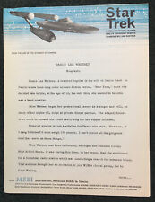 STAR TREK 1966 ORIGINAL 2-PAGE GRACE LEE WHITNEY BIOGRAPHY NBC-TV PRESS RELEASE picture