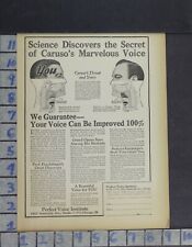1923 MEDICAL PERFECT VOICE INSTITUTE SCIENCE CARUSO SINGER VINTAGE AD DI39 picture