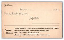 1898 Governing Committee Progress Club Reservation Letter NY City NY Postard picture