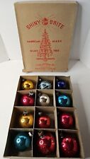 Box of 12 Vintage 1950's Shiny Brite Made In USA Glass Christmas Ornaments picture