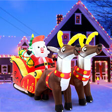 8.2FT Xmas Inflatable LED Santa Claus Reindeers Sleigh Christmas Yard Decoration picture