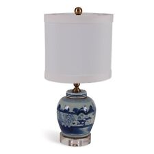 16″ SMALL BLUE AND WHITE CANTON LAMP picture