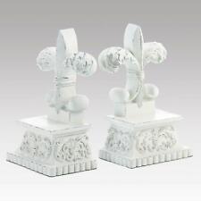 White Polyresin Stylish Distressed Fleur-De-Lis Bookends Stand Home D�cor picture