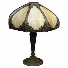 Antique Arts & Crafts Bradley & Hubbard School Slag Glass Table Lamp, c1920 picture