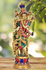 Brass Lord Krishna Idol Statue Krishna Sculpture Decorative Showpiece 15 Inches picture