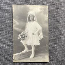 Vintage Postcard Rppc African Black Mixed Girl White Dress Veil First Communion picture