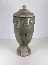 Vintage Large Green Urn Pot Ornate Embossing  picture