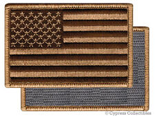 AMERICAN FLAG EMBROIDERED PATCH CAMO BROWN TAN USA US w/ VELCRO® Brand Fastener picture