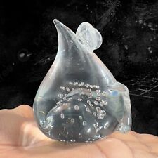 Whimsical Clear Chubby Mouse Rat Glass Figurine Paperweight Glass W Small Bubble picture