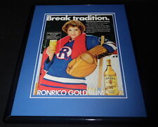 1983 Ronrico Gold Rum Female Goalie Framed 11x14 ORIGINAL Advertisement picture