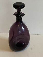 Vintage Mid Century Amethyst Purple Dimpled Hand Blown Art Glass Decanter picture