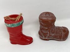 VTG 1950’s ROSBRO Red Santa Claus Boot Candy Container Christmas + Free 1 EB-938 picture