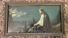 Vintage Framed Christ On Mount Olive Print 16 x 9 picture