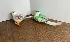 Vintage Birds Green & White Feather Tails Clip on Christmas Tree Ornaments Lot 2 picture