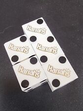 Harrahs Casino Las Vegas Dice Set of 5 White Same Serial Numbers Casino Played picture