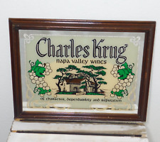Vintage CHARLES KRUG Napa Valley Wines Advertising Bar Mirror Wall Hanging 18x14 picture