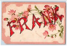 Boys Name Postcard Frank Large Letters Glitter Flowers 1907 Posted Antique picture