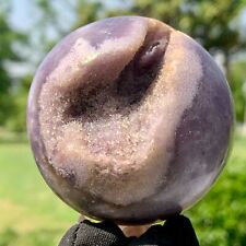 195G Natural Grape Agate Crystal Ball Reiki Healing Home Decoration Gemstone picture