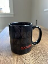 Vintage Saturn Car Company Coffee Mug - Black with Red Text and Black Logos. picture