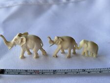 Lot of 3 Miniature White Resin Elephant Figurines picture