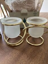 Vintage Retired Party light Gemini Candle Holder Gold Tone 3 1/2” NEW picture