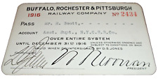 1916 BUFFALO ROCHESTER & PITTSBURGH RAILWAY BR&P EMPLOYEE PASS #2434 picture