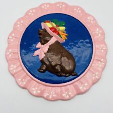 SUPERIOR STATURAY 3D PIG WEARING VEGETABLE HAT CERAMIC WALL KITCHEN PLAQUE RARE picture