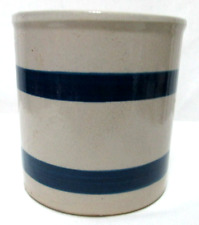 Roseville Vintage 303-E Blue Stripe Crock Jar Container stoneware U.S.A. 5.3